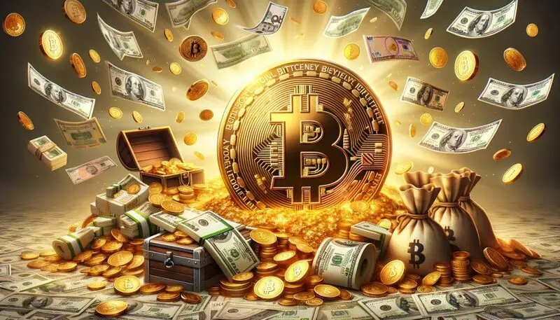 Bitcoin with a lot of money cryptocurrency