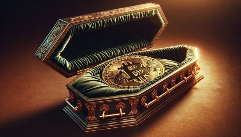 bitcoin btc dead declared obituary coffin