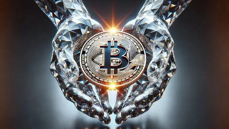 Bitcoin coin being held