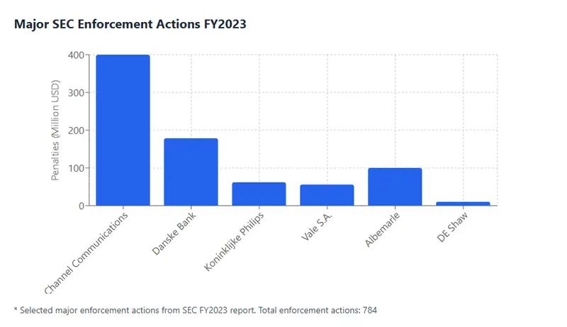 Selected major enforcement actions from SEC FY2023 report