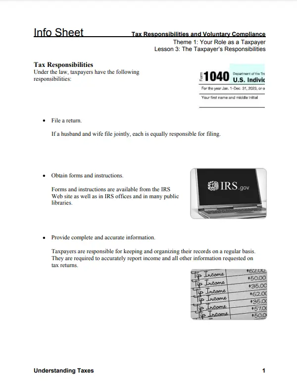 IRS Form 1040 and tax reporting guidelines