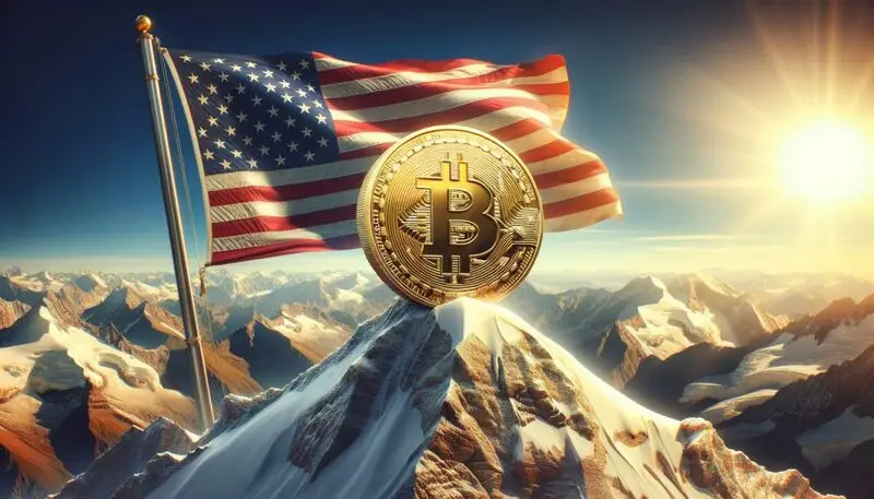 BTC mountain top US flag