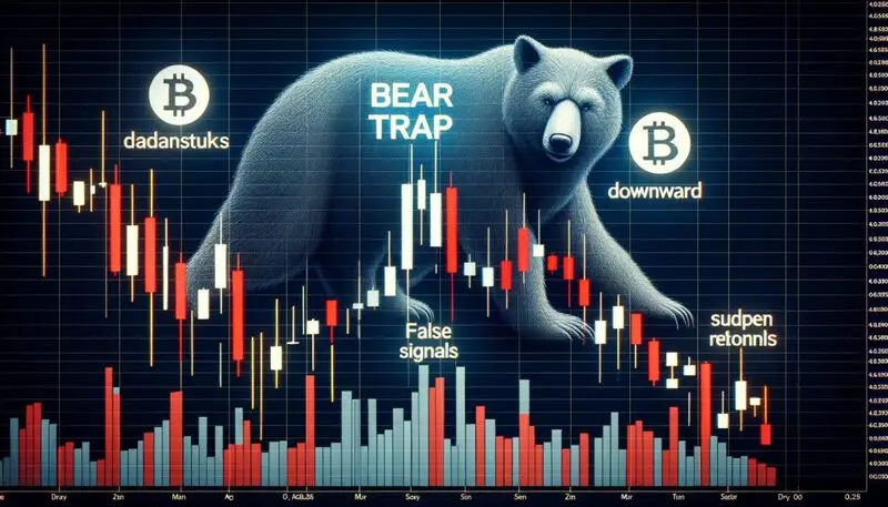 Crypto market chart showing bear trap pattern with red candlesticks