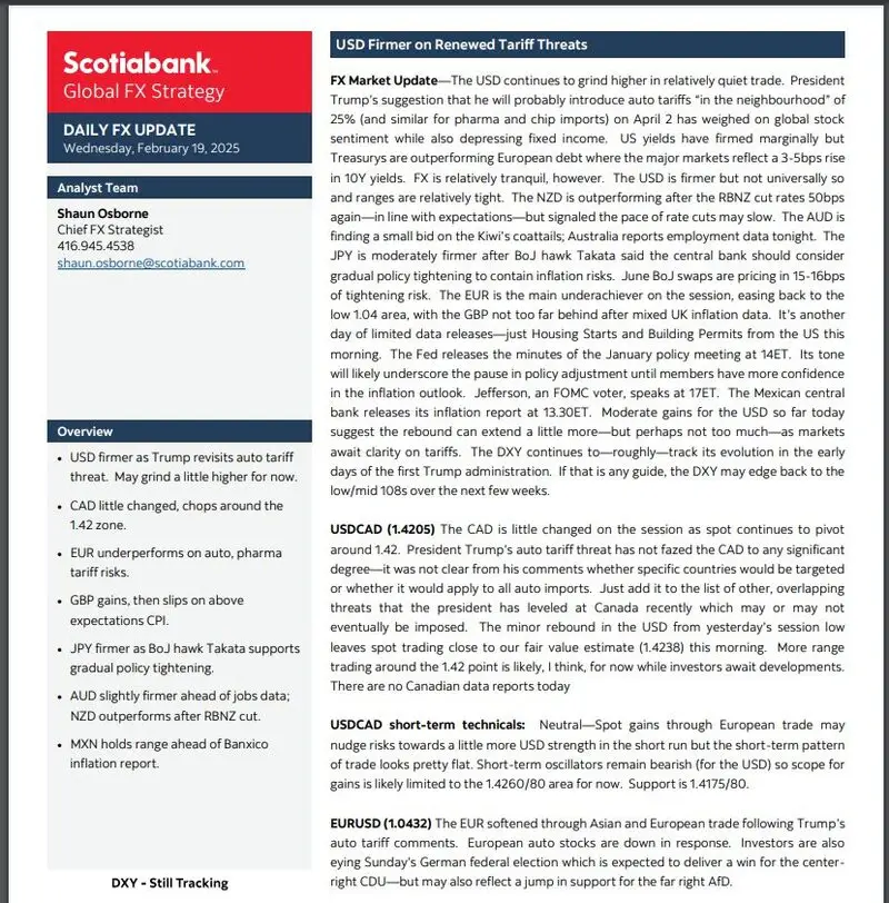 Scotiabank's most recent Global Foreign Exchange report