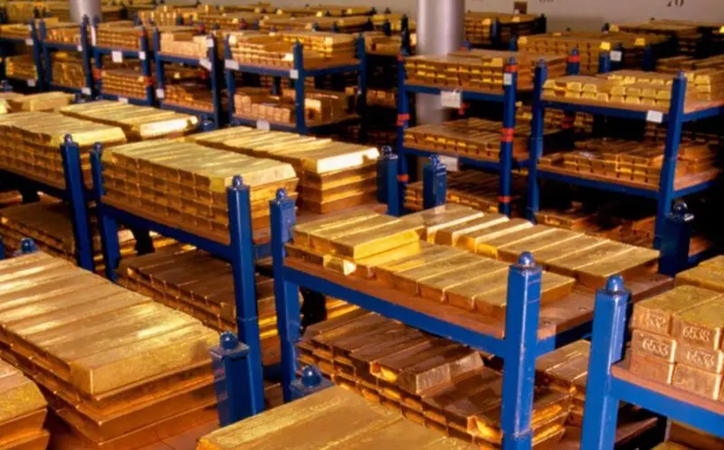 gold bars in storage