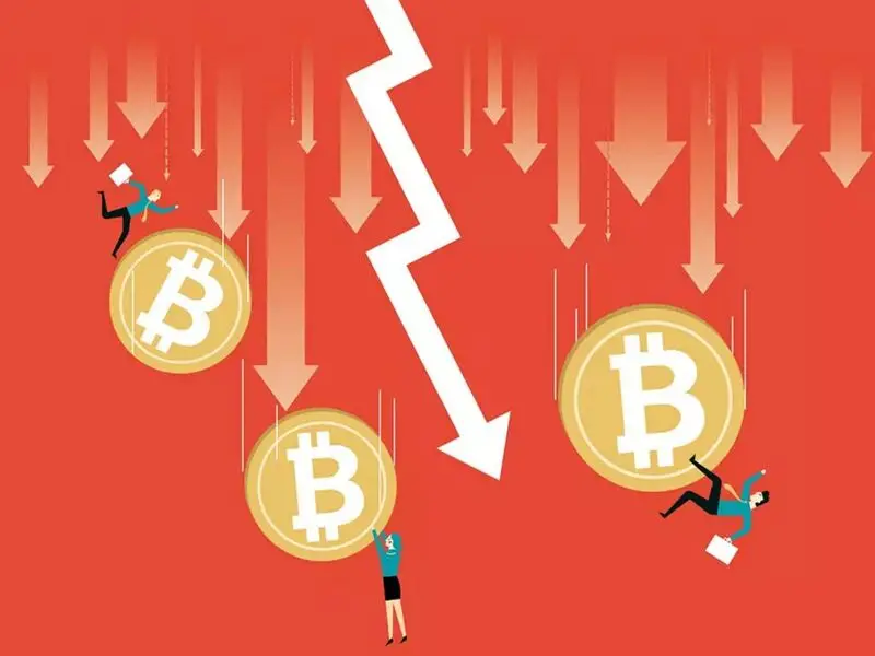 Bitcoin crash red background