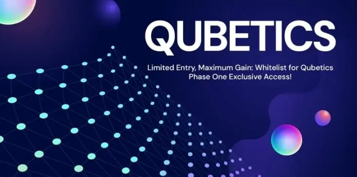 Qubetics ($TICS) cryptocurrency logo and network visualization