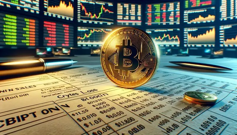 BTC cryptocurrency on table with price charts