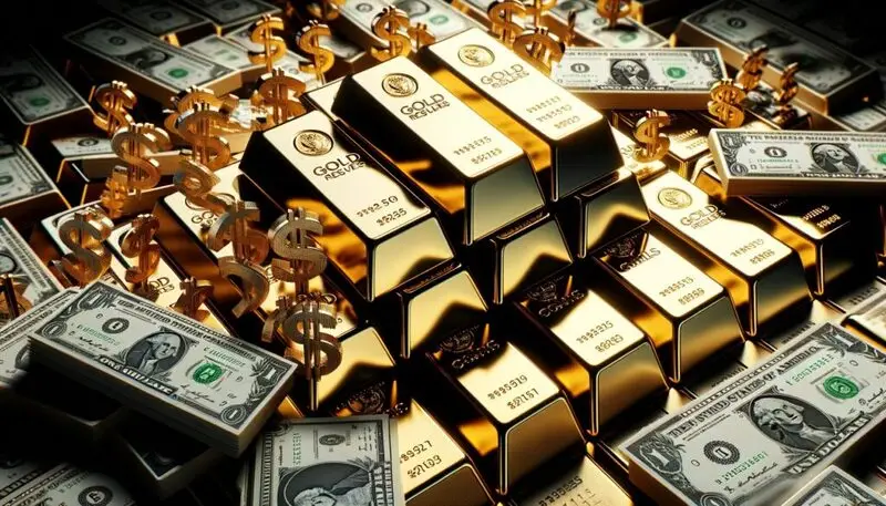 central bank gold reserves with stacks of gold bars