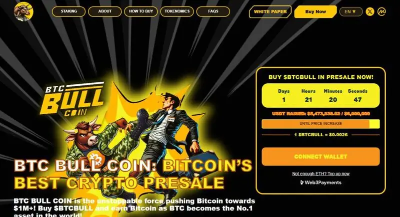 BTC Bull Token presale page showing current fundraising progress