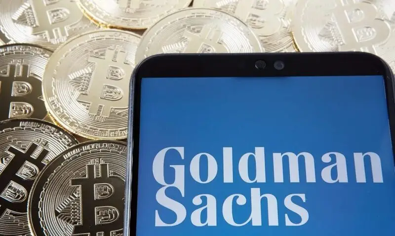 Goldman Sachs with Bitcoin coins