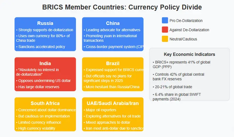 BRICS member countries de-dollarization