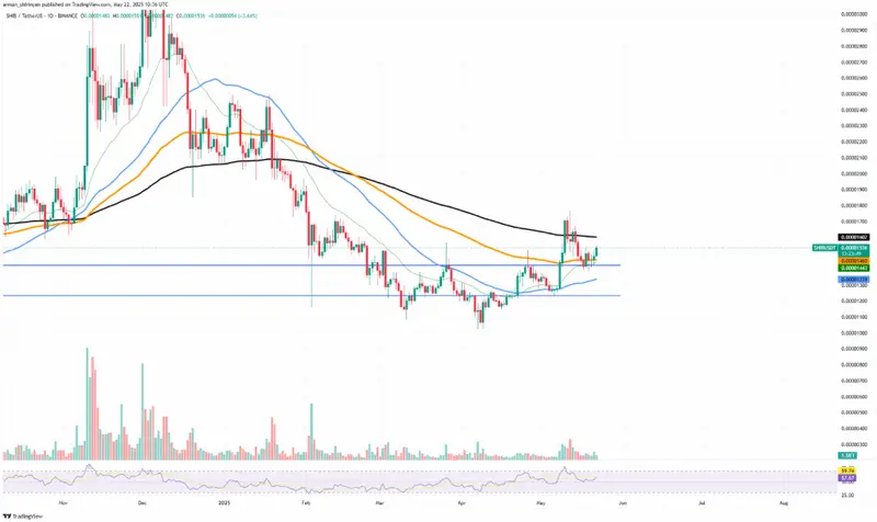 SHIB price chart showing recent technical patterns