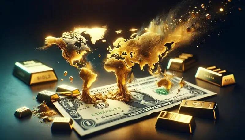de-dollarization dollar burning gold map
