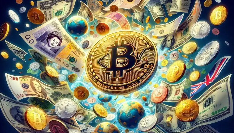 bitcoin cryptocurrency coins floating