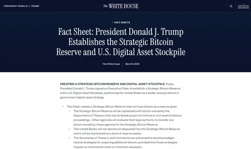 Trump Strategic Bitcoin Reserve executive order