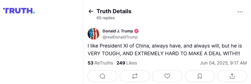 Trump Truth Social post screenshot