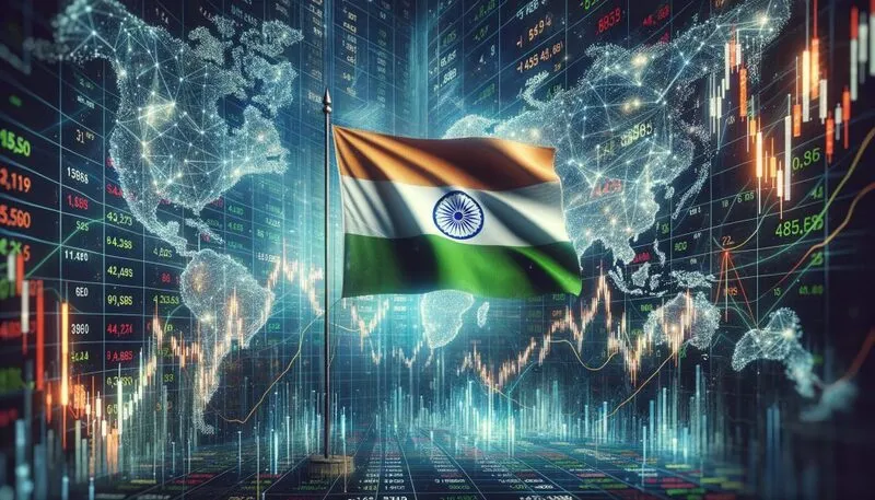 India stocks with background US dollar