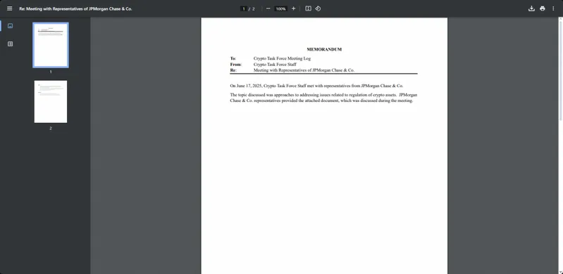 JPMorgan SEC meeting memo