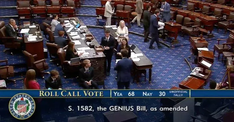 Senate floor during GENIUS Act voting