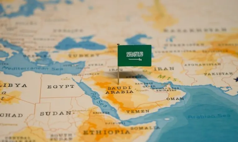 Saudi Arabia regional map highlighting tech investments