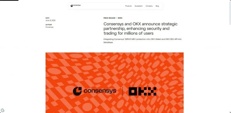 Consensys-OKX partnership announcement