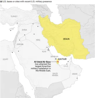 Middle East regional map showing military installations
