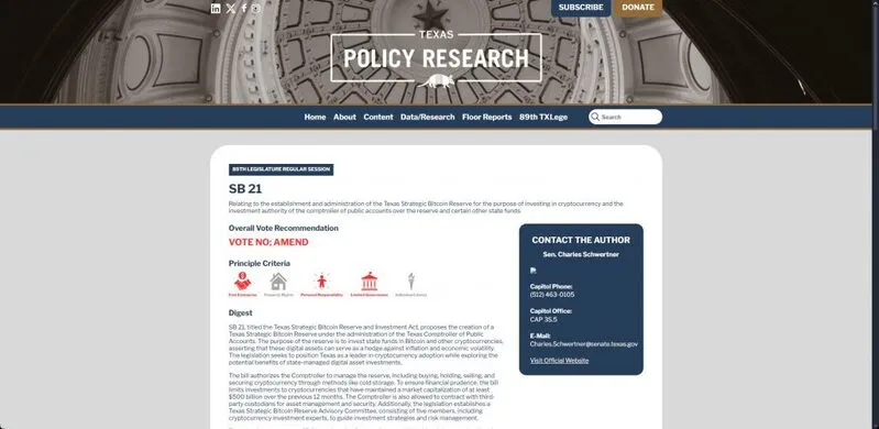 Senate Bill Texas BTC