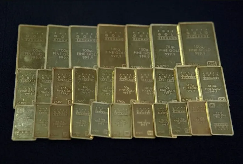 gold tiles on desk
