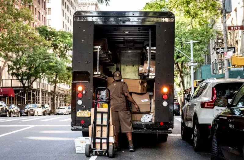 UPS delivery driver working