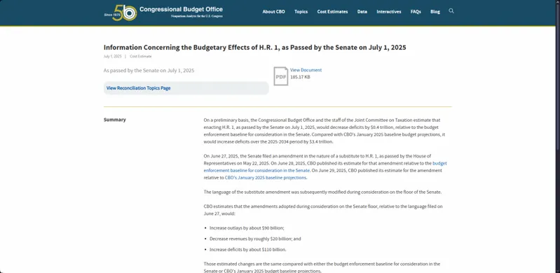 Congressional Budget Office H.R. 1 analysis document