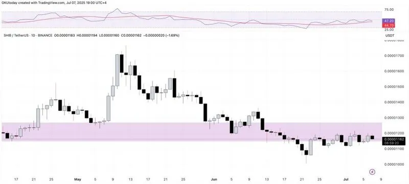 SHIB Price Chart Shows Consolidation Pattern and Resistance Levels