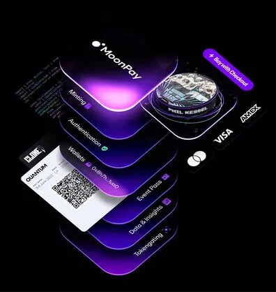MoonPay's comprehensive platform interface showing multiple crypto services and payment options
