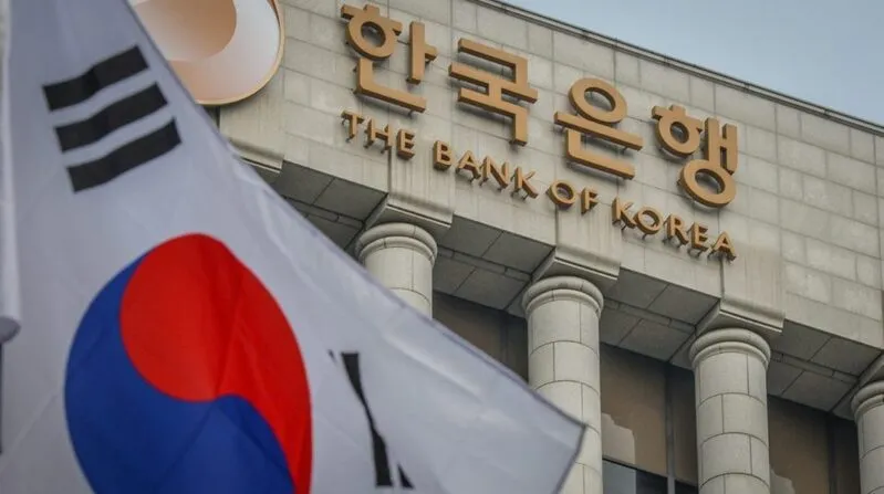 Bank of Korea with flag