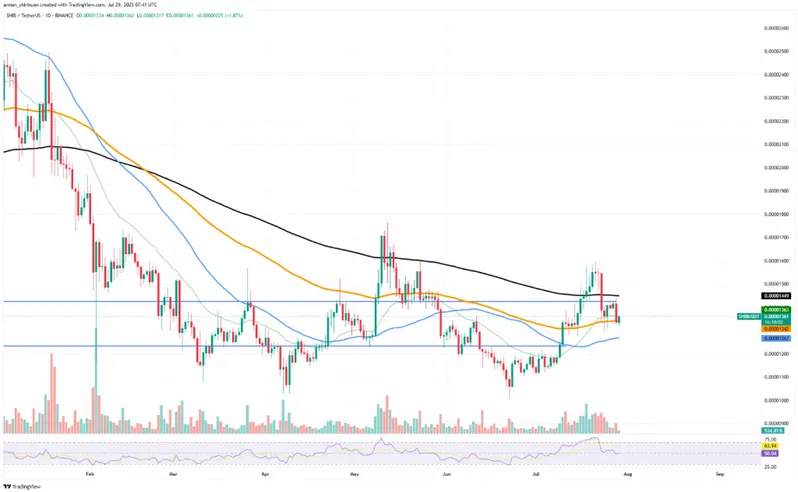SHIB price chart displaying recent trading patterns