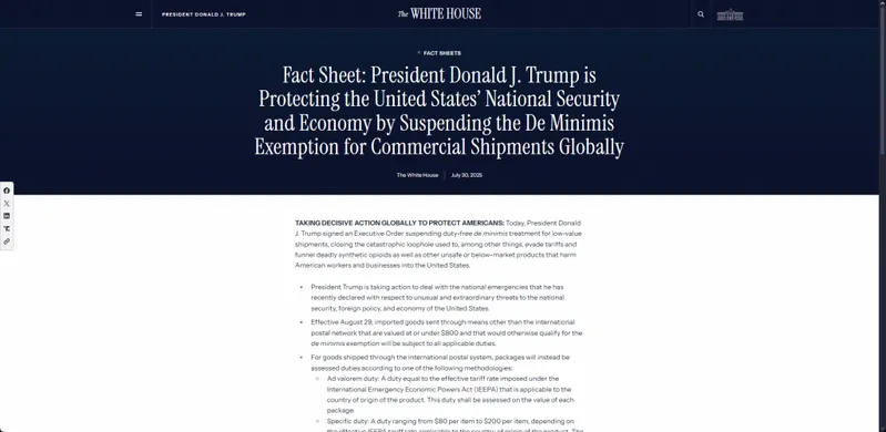 White House fact sheet announcement document