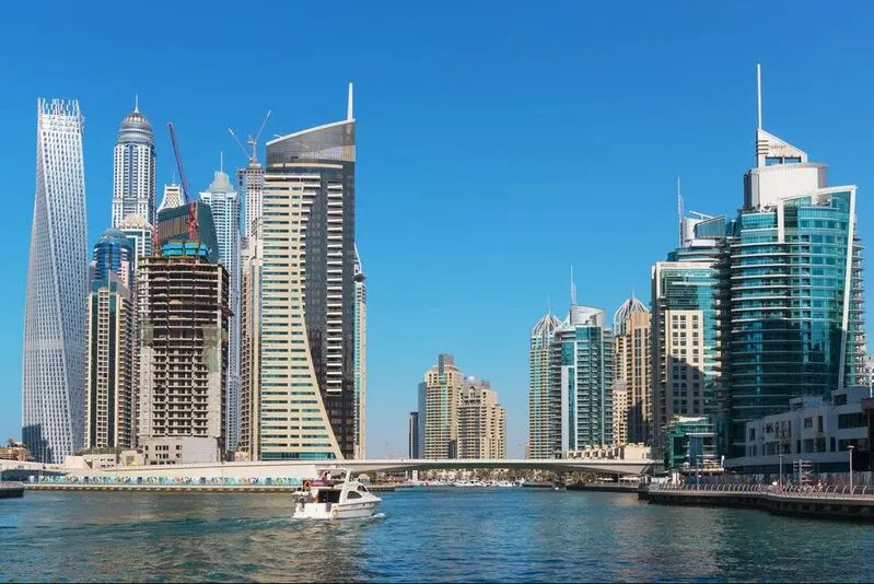 Dubai marina and financial district buildings