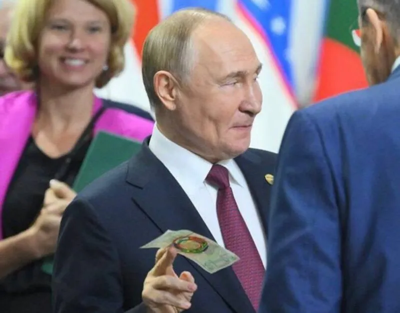 vladimir putin russia president brics currency bill mockup