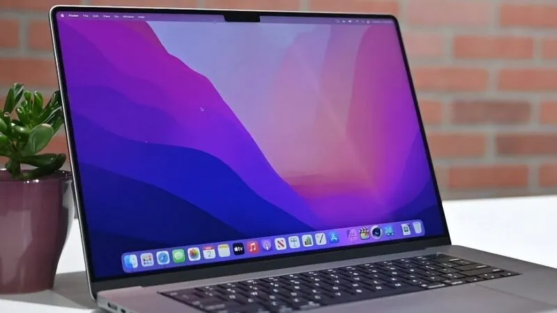 Close-up of MacBook Pro display and keyboard