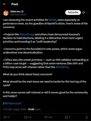Shiba Inu official community post discussing governance concerns