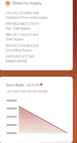 SHIB supply statistics and burn rate data showing current token metrics