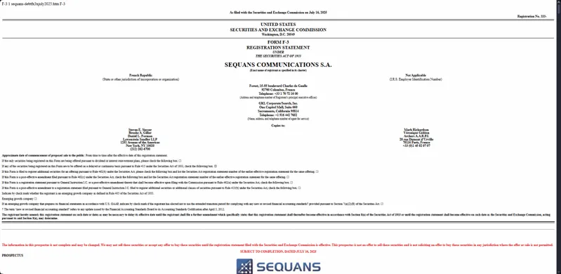 Sequans Communications registration filing paperwork
