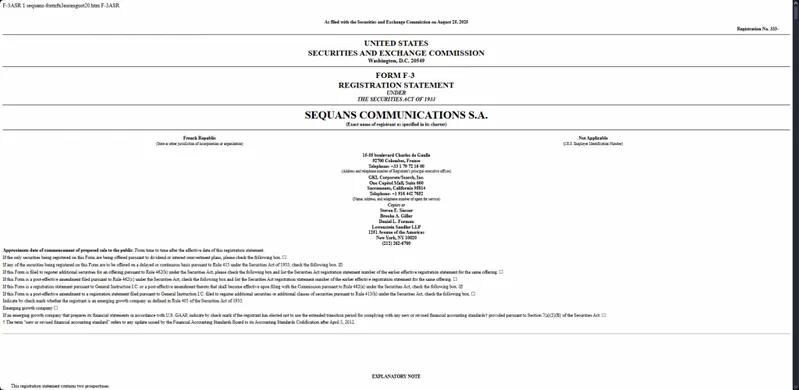 Official SEC Form F-3 registration document