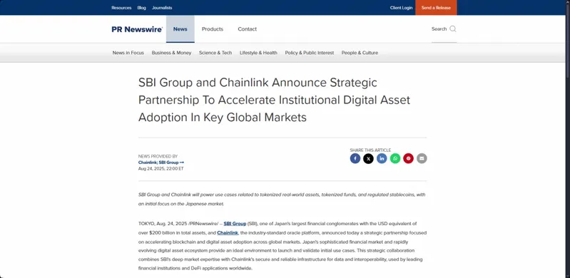 SBI Group Chainlink Partnership
