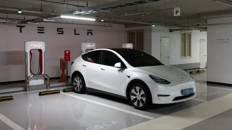 Tesla car parked