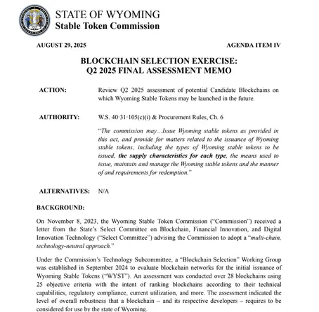 Wyoming Stable Token Commission Assessment Document