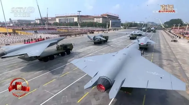 Chinese military aircraft display at National Day parade