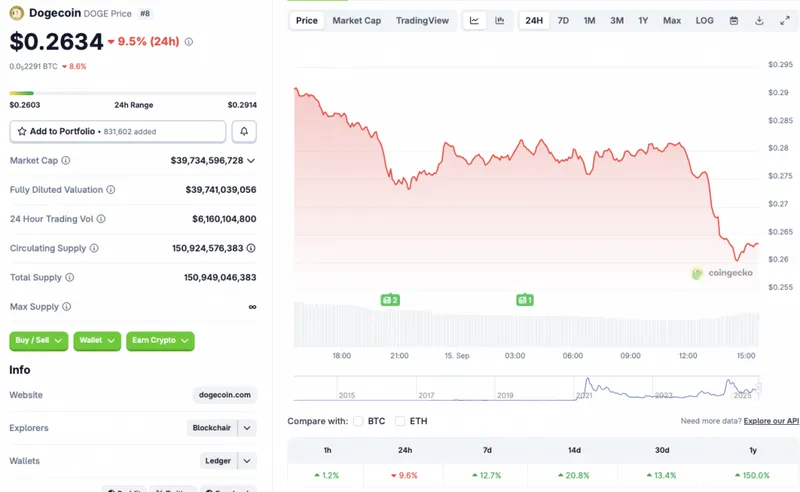 Dogecoin price fall