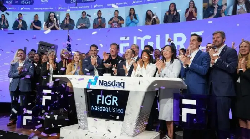 Figure IPO celebration at Nasdaq bell ringing ceremony
