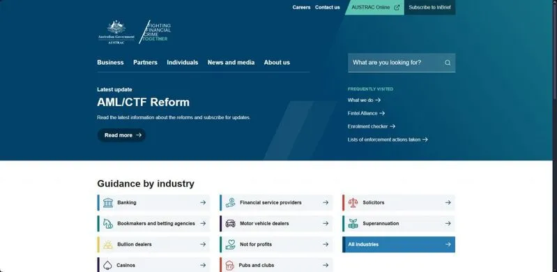 AUSTRAC compliance and reporting dashboard